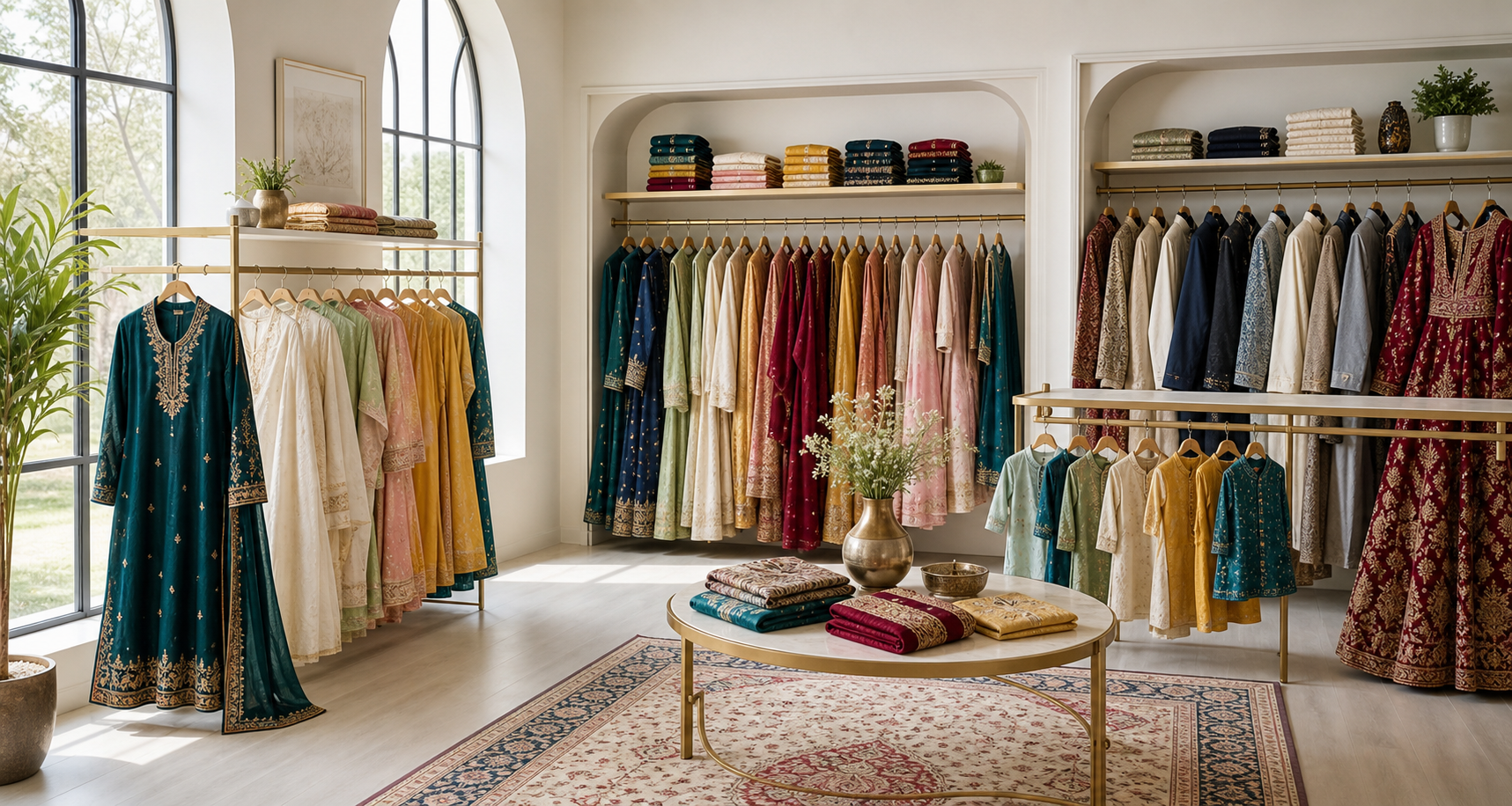 A boutique display of South Asian clothing